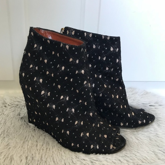 MISSONI LACE WEDGE PEEPTOE BOOTIES 6 - Picture 8 of 11